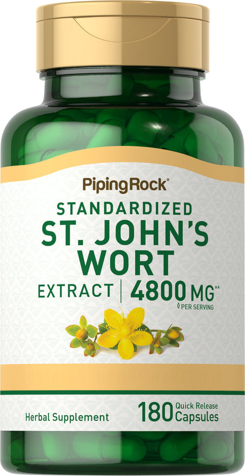 St. John's Wort 1.8% hypericin (Standardized Extract), 4800 mg (per serving), 180 Quick Release Capsules