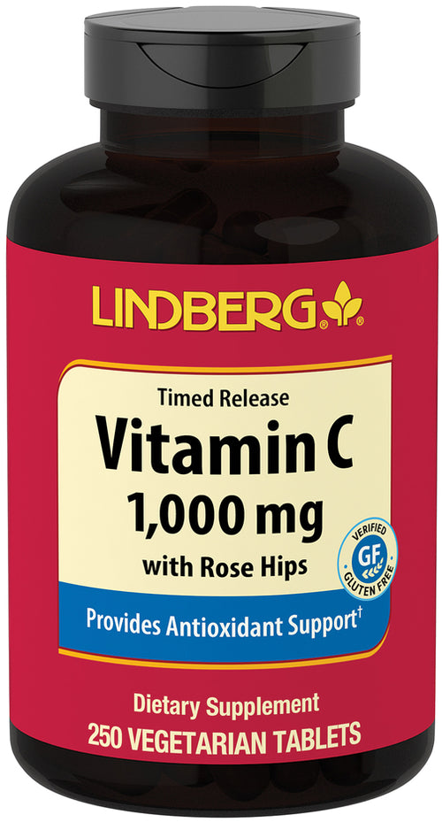 Vitamina C 1000 mg con bioflavonoides y escaramujos de liberación prolongada 250 Tabletas vegetarianas       