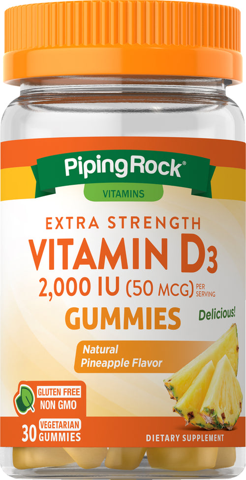 Vitamina D (Piña natural) 2000 IU 30 Vegetariska gummies     