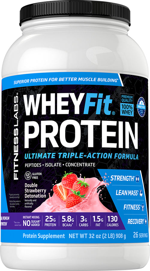 Whey Protein WheyFit (Double Strawberry Detonation), 2 lb (908 g) Bottle